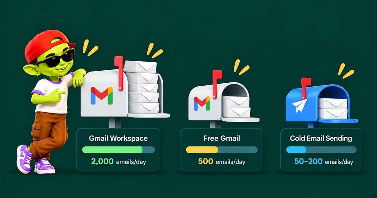 Gmail sending limits: Google Workspace 2,000, free Gmail 500 and cold email per day