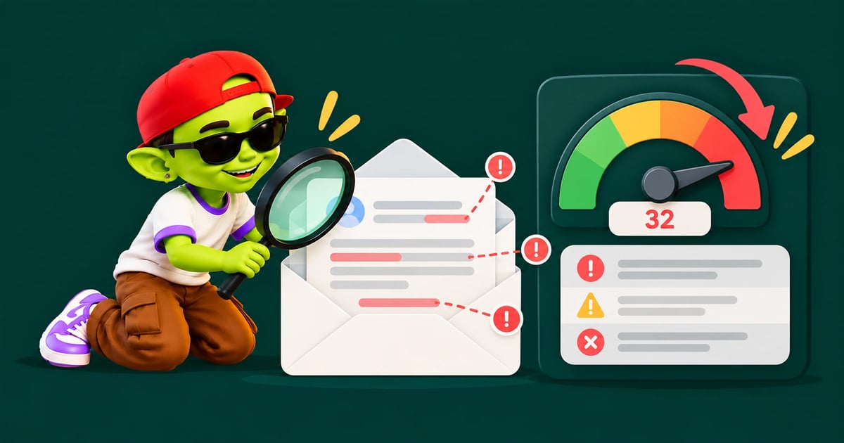 SpamAssassin score check flagging spammy parts of an email